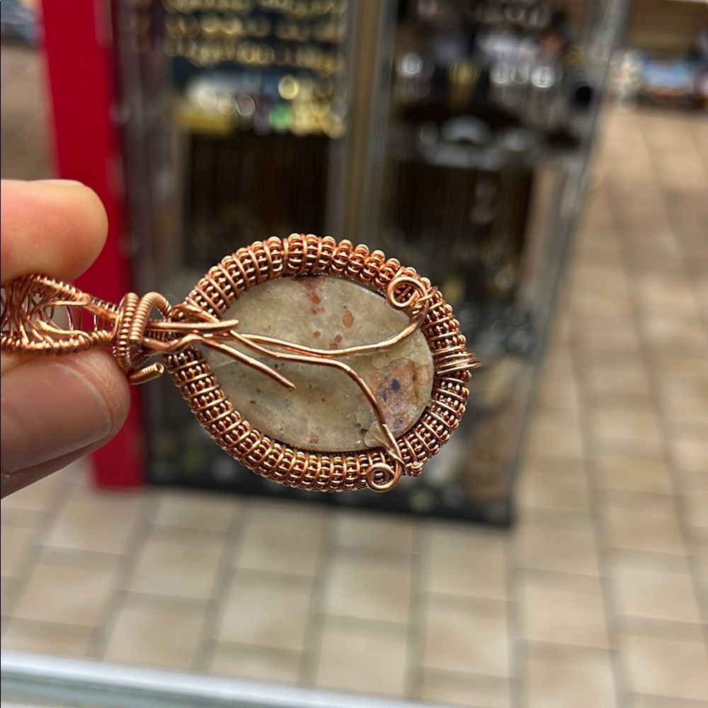 Sodalite stone Copper Wire Wrapped Pendant - Picture 8 of 10